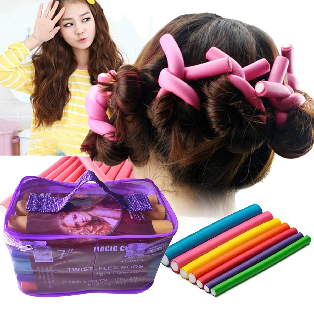 42pcs/set 7 Styles Magic Hair Curler Rollers Spiral Foam Bendy hair curling flexi rods drop shipping DIY Hair styling tools
42pcs/set 7 Styles Magic Hair Curler Rollers Spiral Foam Bendy hair curling flexi rods drop shipping DIY Hair styling tools