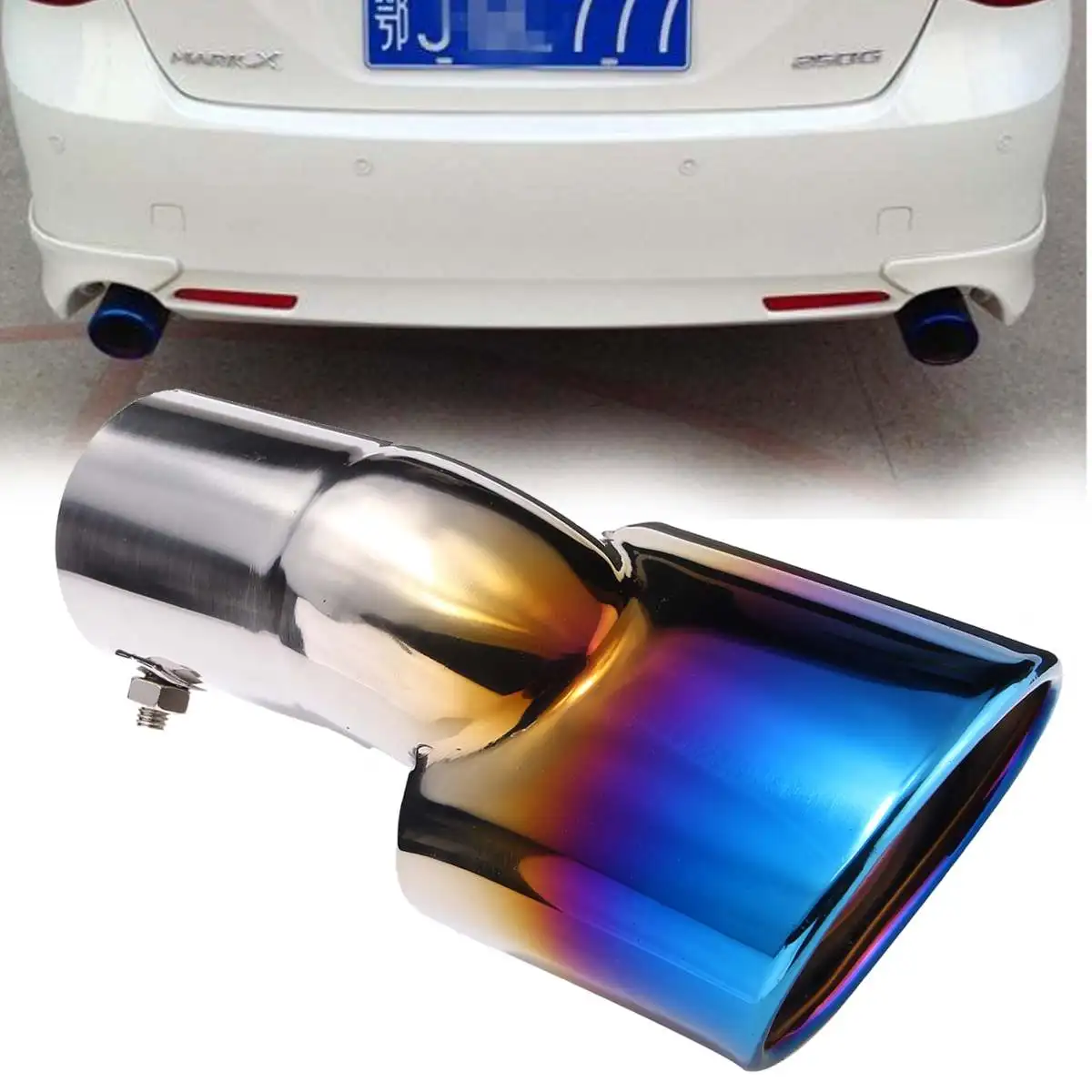 

Blue Burnt End Stainless Steel Rear Tail Exhaust Tip Pipes For Honda for Civic DX EX Car Exhaust Pipes Turbo 2016