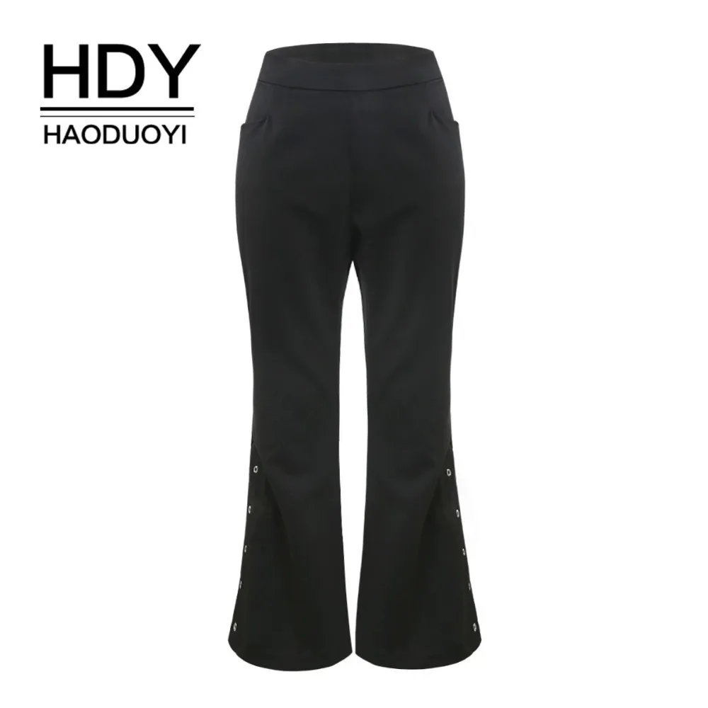HDY Haoduoyi Large Size Casual Pure Black Slim Slimming High Waist Metal Ring Hollow Split Pants
HDY Haoduoyi Large Size Casual Pure Black Slim Slimming High Waist Metal Ring Hollow Split Pants