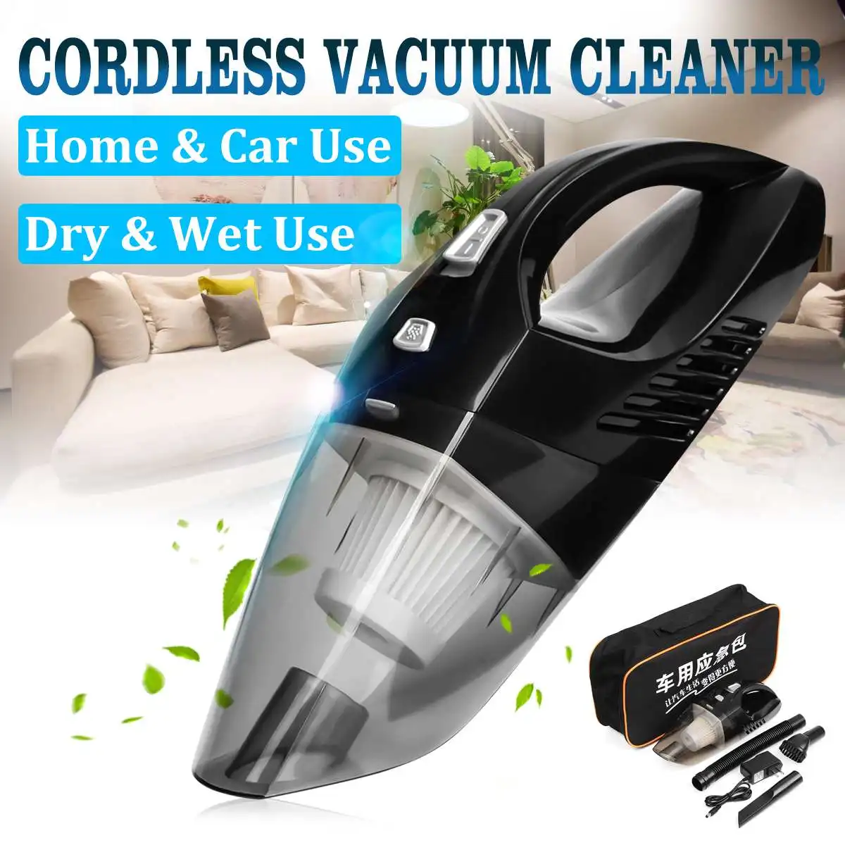 120W Handheld LED Cordless Vacuum Cleaner Dust Catcher Dry & Wet Portable Car Home Vacuum Cleaner Sweeper + Bag for Car Home Use
120W Handheld LED Cordless Vacuum Cleaner Dust Catcher Dry & Wet Portable Car Home Vacuum Cleaner Sweeper + Bag for Car Home Use