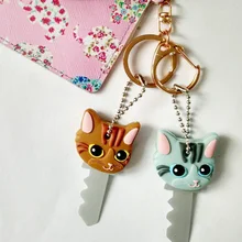 Bonito animal filhote de cachorro pug gato coelho chaveiros chaveiro multicolorido sílica gel pingente chave caso unissex nova chave tampa acessórios(China)