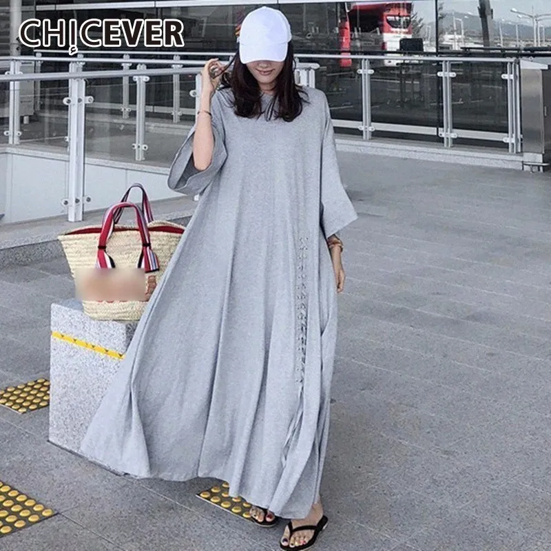 CHICEVER Dresses For Women O neck Three Quarter Sleeve Loose Oversize Hem Pleated Lace Up Summer Dress Female Fashion Tide New
CHICEVER Dresses For Women O neck Three Quarter Sleeve Loose Oversize Hem Pleated Lace Up Summer Dress Female Fashion Tide New