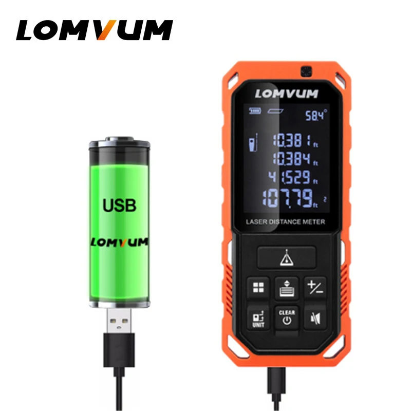 

LOMVUM 40M LD Laser Rangefinders Digital Rechargeable Battery Auto Level Laser Distance Meter Measurement Instruments