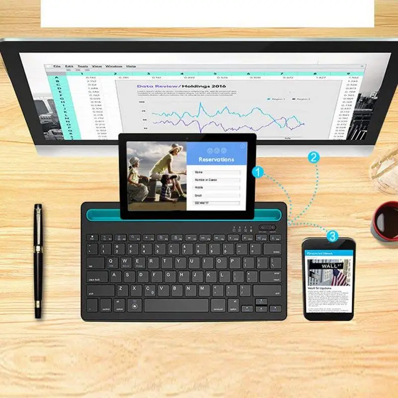 Bluetooth Multi-Device keyboard, Portable Rechargeable Slim Silent Wireless Keyboard for IOS, Android, Windows and more
Bluetooth Multi-Device keyboard, Portable Rechargeable Slim Silent Wireless Keyboard for IOS, Android, Windows and more
