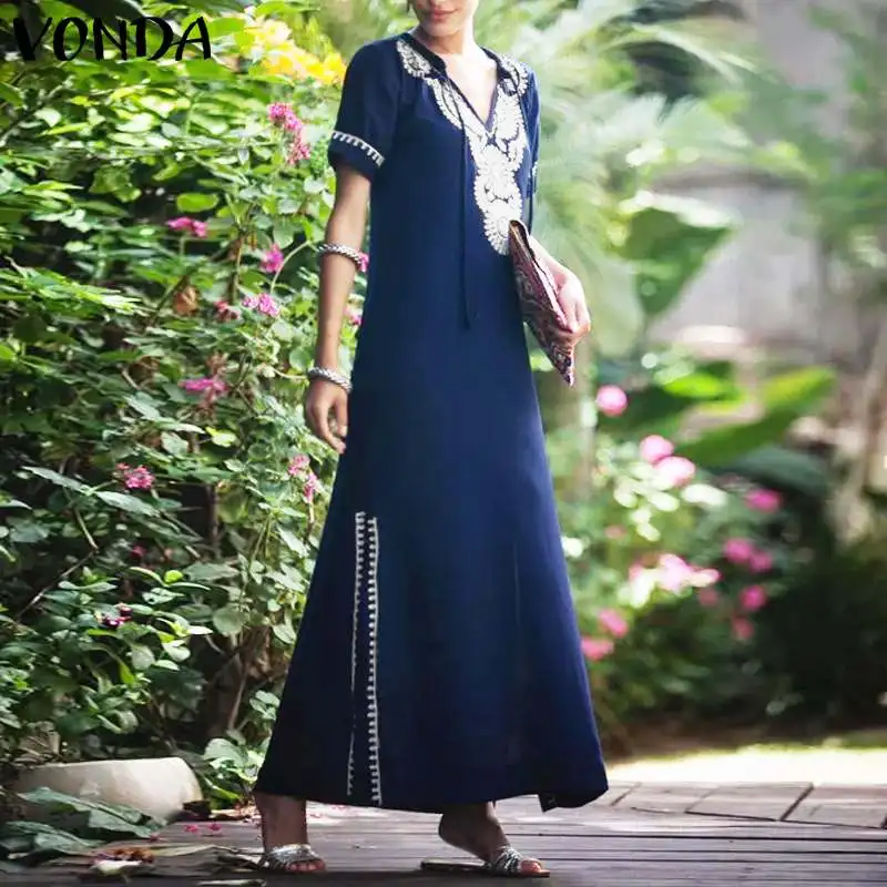 Printed Dress Women 2019 VONDA Summer Casual Sexy V Neck Short Sleeve Split Hem Soild Maxi Dress Elegant Vestidos Plus Size
Printed Dress Women 2019 VONDA Summer Casual Sexy V Neck Short Sleeve Split Hem Soild Maxi Dress Elegant Vestidos Plus Size