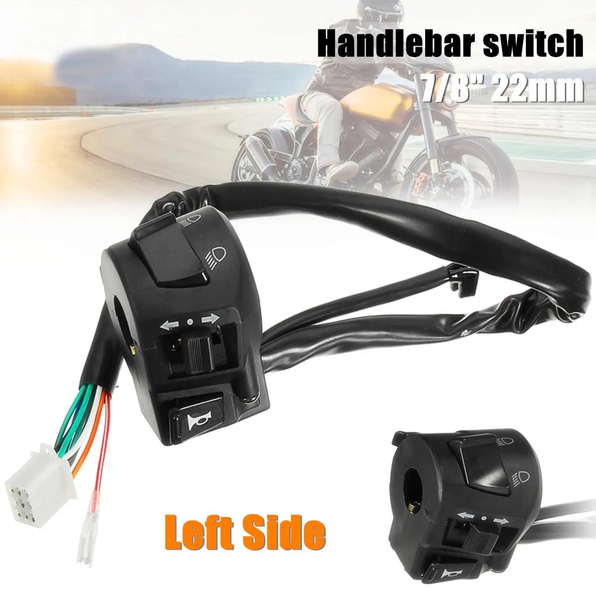 

12 V 7/8inch 22mm Motorcycle Handlebar Turn Light Horn Hi/Lo Beam Switch Left Side