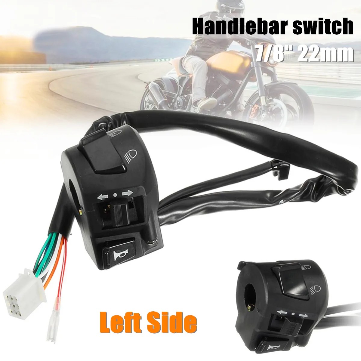 12 V 7/8inch 22mm Motorcycle Handlebar Turn Light Horn Hi/Lo Beam Switch Left Side
12 V 7/8inch 22mm Motorcycle Handlebar Turn Light Horn Hi/Lo Beam Switch Left Side