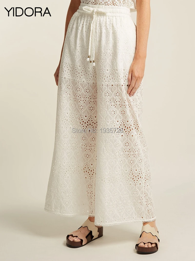 White Castile Cotton & Silk-blend Broderie Anglaise Wide Leg Trousers - Top 2019 High-rise Drawstring Waist Relaxed Fit Pants
White Castile Cotton & Silk-blend Broderie Anglaise Wide Leg Trousers - Top 2019 High-rise Drawstring Waist Relaxed Fit Pants
