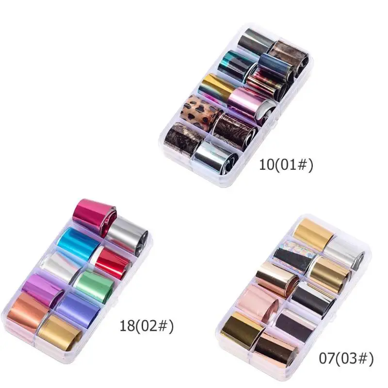 10pcs/lot Nail Art Foils Laser Shining Mixed Beauty Transfer Tips Sticker Manicure Decals Decorations Craft
10pcs/lot Nail Art Foils Laser Shining Mixed Beauty Transfer Tips Sticker Manicure Decals Decorations Craft