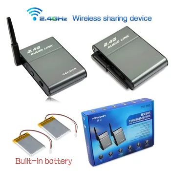 Built-in battery 380Mah Portable 2.4G ISM Wireless Music Transmitter Receiver Speaker Hi-Fi Digital Stereo Audio Sender 5V Power 
Built-in battery 380Mah Portable 2.4G ISM Wireless Music Transmitter Receiver Speaker Hi-Fi Digital Stereo Audio Sender 5V Power