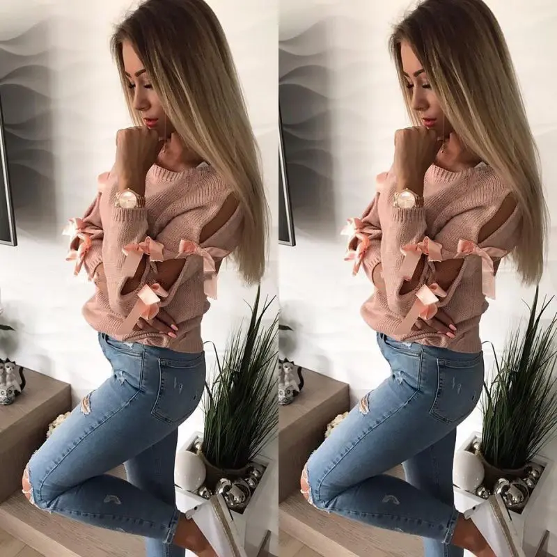 Trendy Womens Winter solid Long Sleeve o-veck Bowknot Sweater Ladies Jumper Pullover Tops `
Trendy Womens Winter solid Long Sleeve o-veck Bowknot Sweater Ladies Jumper Pullover Tops `