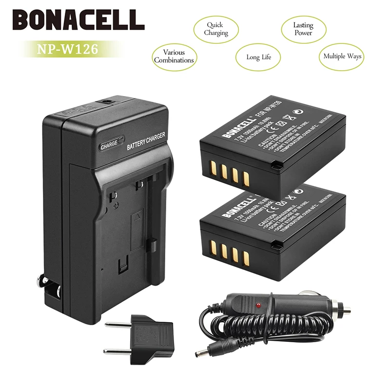 Bonacell 1.5Ah для Fujifilm NP W126 NP-W126 W126S зарядное устройство X-M1 X-A1 X100F X-T1 X-T2 X-A10 X-E2S HS30EXR X-E3 |