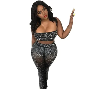 Summer Women Mesh Two Piece Set Sexy Strapless Diamonds Crop Top Short Wide Leg Pants Set
Summer Women Mesh Two Piece Set Sexy Strapless Diamonds Crop Top Short Wide Leg Pants Set
