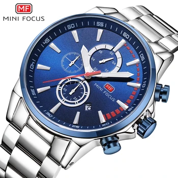 

MINI FOCUS Classic Dress Quartz Mens Watches Top Brand Luxury Chronograph 3 Sub-dials 6 Hands Calendar Fashion Wristwatch Clock