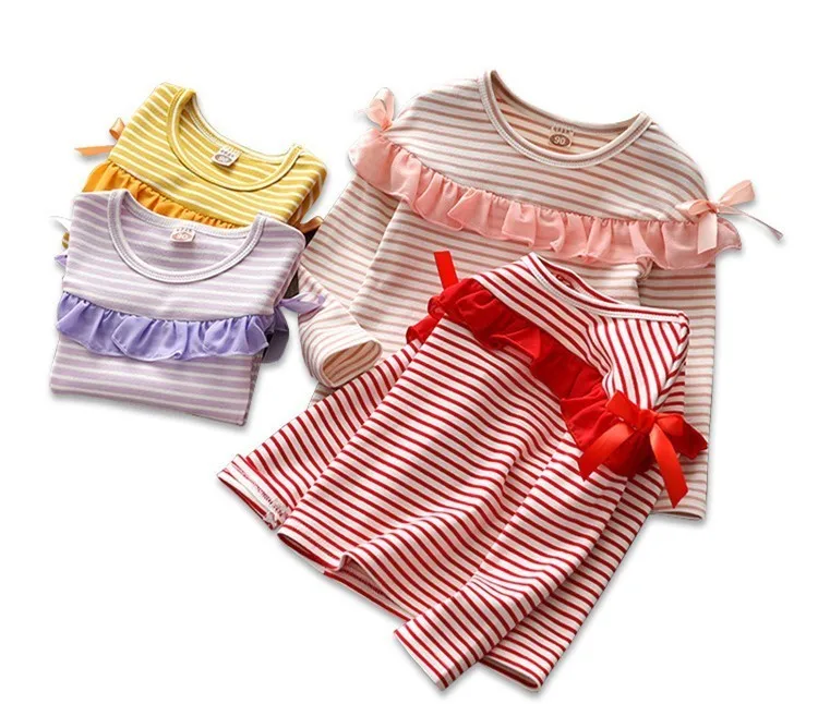 New Spring Autumn Baby Girls T Shirts Fashion Striped Bow Ruffle T-Shirt Long Sleeve Tops Kids Clothes Girl Tees 2 3 4 5 6 Years
New Spring Autumn Baby Girls T Shirts Fashion Striped Bow Ruffle T-Shirt Long Sleeve Tops Kids Clothes Girl Tees 2 3 4 5 6 Years