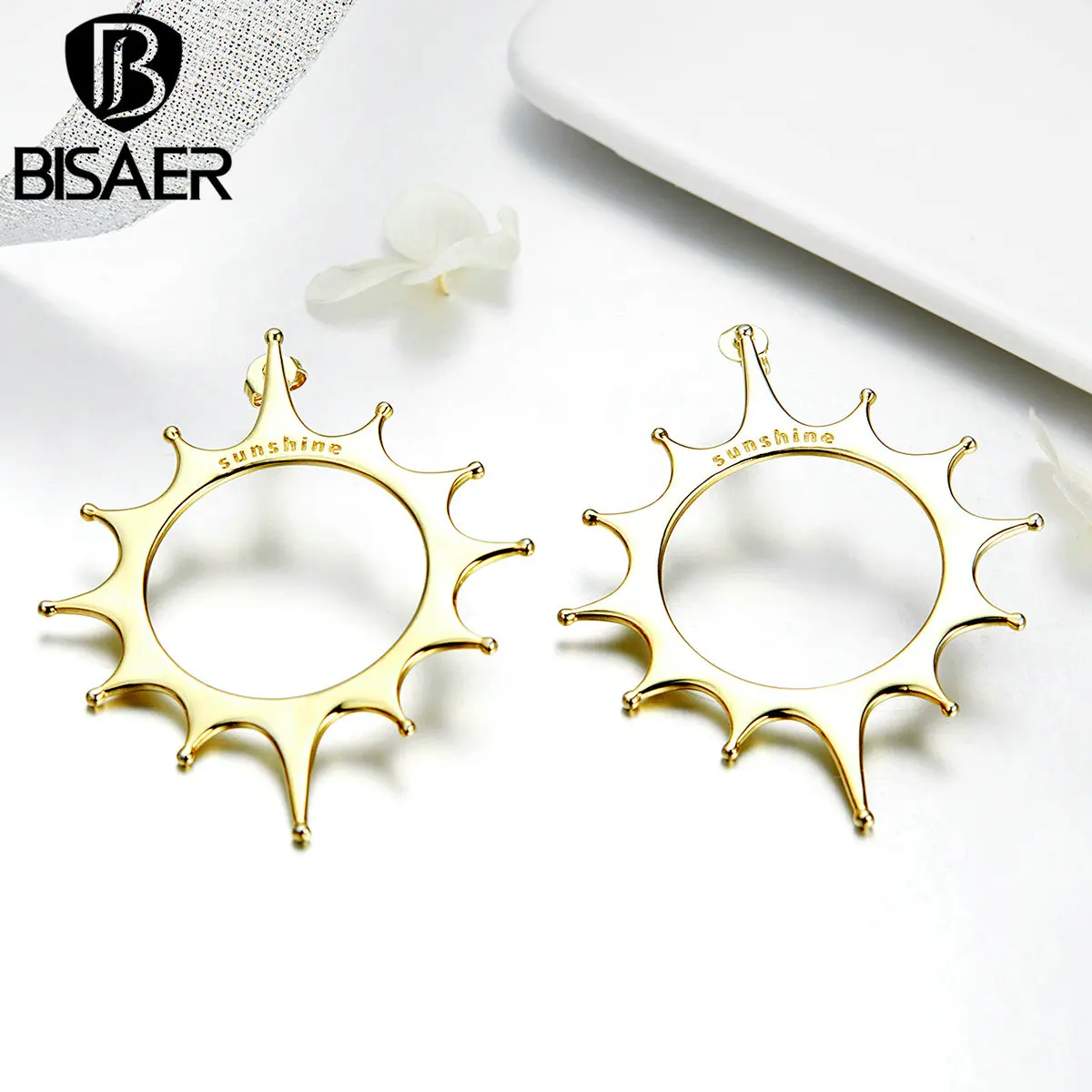 BISAER New Collection Copper Fashion Golden Sun Shape Stud Earrings For Women Push-back Earrings Chase Your Own Ideals HNE145
BISAER New Collection Copper Fashion Golden Sun Shape Stud Earrings For Women Push-back Earrings Chase Your Own Ideals HNE145