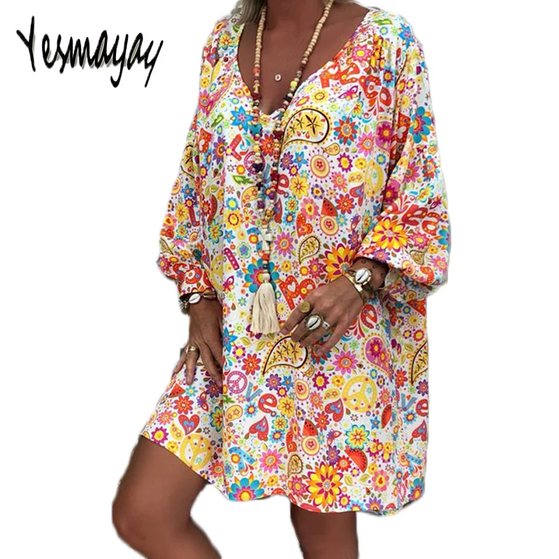 Women Dresses Knee Length Ovesize Spring Summer Dress Plus Size Casual Vintage Long Sleeve Sexy Women Dress Vestidos Mujer 2019
Women Dresses Knee Length Ovesize Spring Summer Dress Plus Size Casual Vintage Long Sleeve Sexy Women Dress Vestidos Mujer 2019