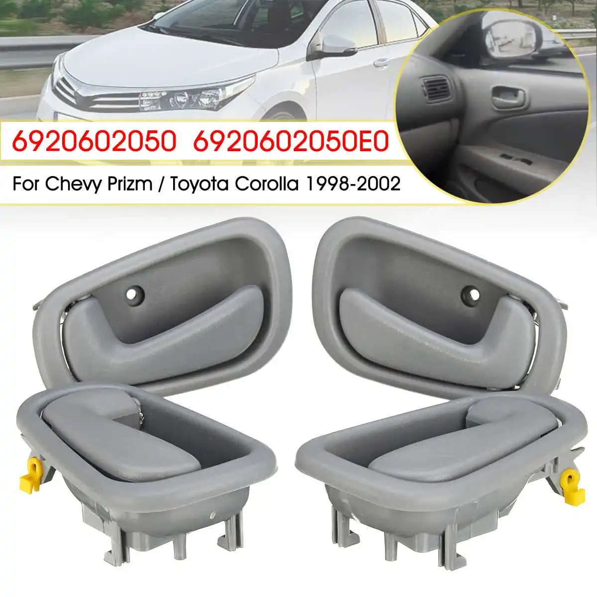 4pcs Interior Door Handle Inside Door Handles For Toyota Corolla Geo Prizm 1998 1999 2000 2001 2002 6920602050 Gray
4pcs Interior Door Handle Inside Door Handles For Toyota Corolla Geo Prizm 1998 1999 2000 2001 2002 6920602050 Gray