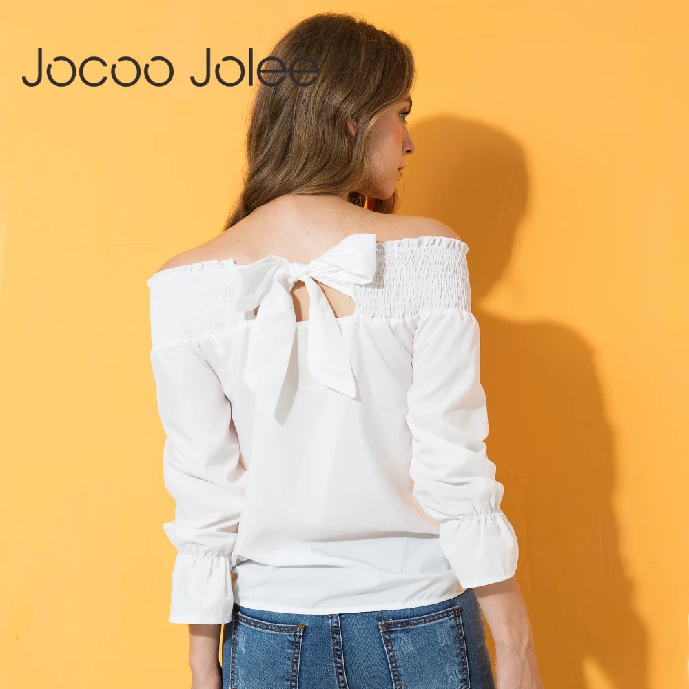 Jocoo Jolee Sexy Off Shoulder Tops Spring Summer Strapless Women Blouse Bowknot Slash Neck Shirts Casual Loose Blouses Plus Size
Jocoo Jolee Sexy Off Shoulder Tops Spring Summer Strapless Women Blouse Bowknot Slash Neck Shirts Casual Loose Blouses Plus Size
