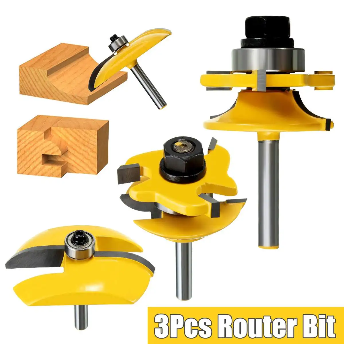 3pcs Cabinet Door Rail Stile Milling Cutter Carbid Woodworking Router Bit Wood Tool Floor Puzzle Knives Panel Raiser Glue Joint
3pcs Cabinet Door Rail Stile Milling Cutter Carbid Woodworking Router Bit Wood Tool Floor Puzzle Knives Panel Raiser Glue Joint