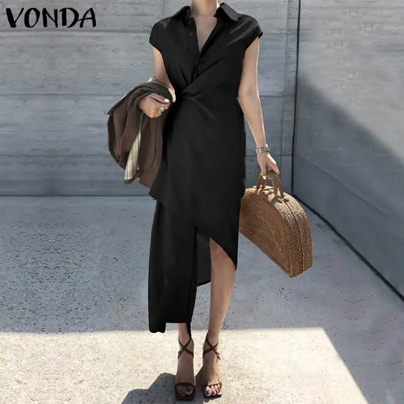 VONDA Women Mid-Calf Dress 2019 Summer Sexy Lapel Neck Short Sleeve Irregular Hem Long Dresses Casaul Vestido Plus Size 5XL
VONDA Women Mid-Calf Dress 2019 Summer Sexy Lapel Neck Short Sleeve Irregular Hem Long Dresses Casaul Vestido Plus Size 5XL
