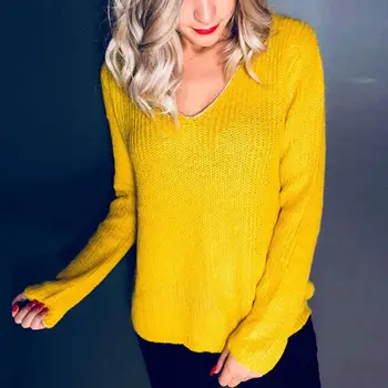 Autumn Women Sexy Backless Jumper Deep V-Neck Long Sleeve Knitting Sweater Female Casual Tops Loose Solid Sweater SJ846C
Autumn Women Sexy Backless Jumper Deep V-Neck Long Sleeve Knitting Sweater Female Casual Tops Loose Solid Sweater SJ846C