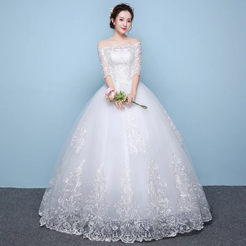 New Ladies Wedding Dresses Boat Neck 3/4 Sleeve Lace Up Appliques Ball Gown Wedding Dresses 2019 Vintage Bride Dresses Gelinlik
New Ladies Wedding Dresses Boat Neck 3/4 Sleeve Lace Up Appliques Ball Gown Wedding Dresses 2019 Vintage Bride Dresses Gelinlik
