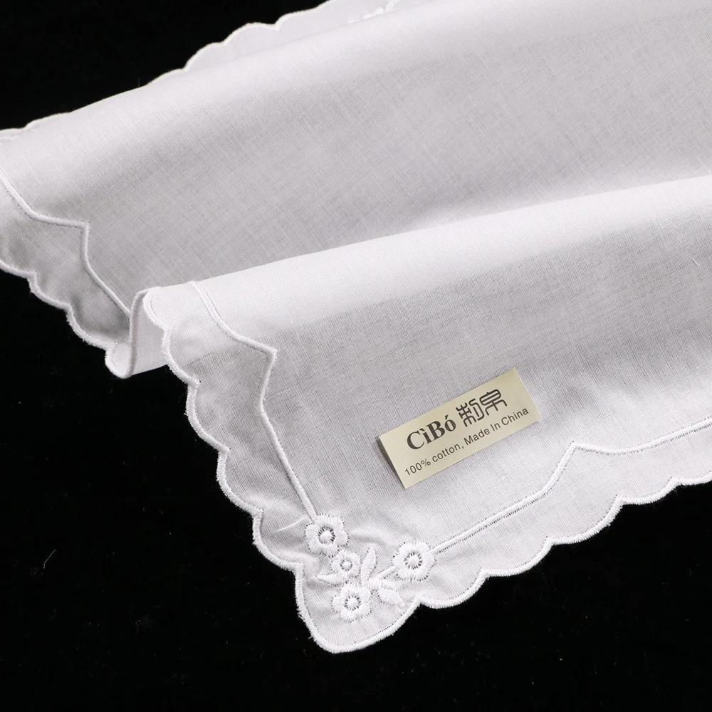 

C008 : 12 pieces women/ladies wedding gift White premium cotton blank crochet hankies lace handkerchiefs
