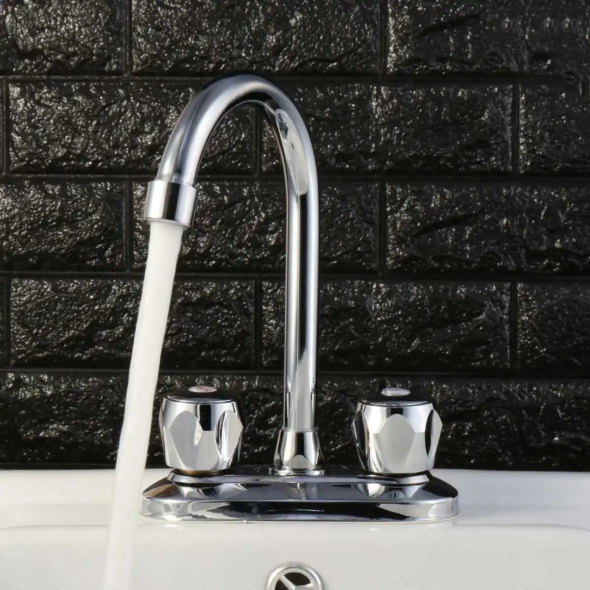 Chrome Double Handle Two Holes Bathroom Faucet 360Rotation Modern Vessel Sink Mixer Tap Hot and Cold Decked Mounted
Chrome Double Handle Two Holes Bathroom Faucet 360Rotation Modern Vessel Sink Mixer Tap Hot and Cold Decked Mounted