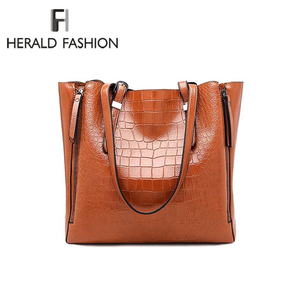 Herald Fashion Women Crocodile Pattern Handbag Quality Leather Female Shoulder Large Capacity Casual Ladies' Tote Bags Bolsas
Herald Fashion Women Crocodile Pattern Handbag Quality Leather Female Shoulder Large Capacity Casual Ladies' Tote Bags Bolsas