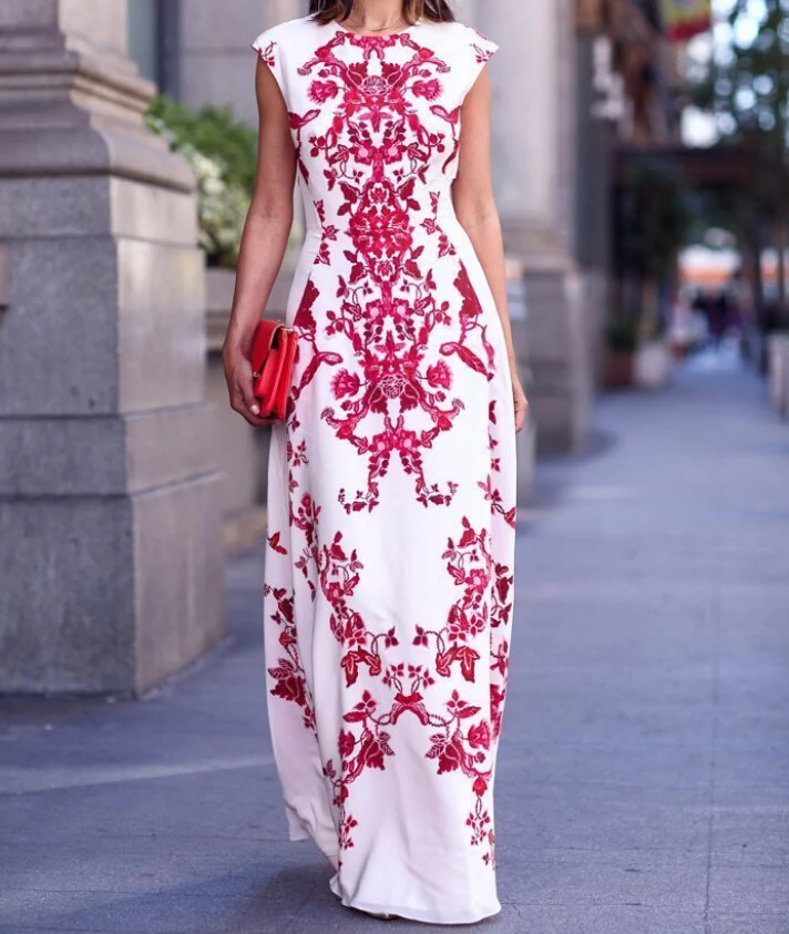 Women Embroidery Flower Dress Sleeveless Beach Long Maxi Dress Floor Length Wedding Evening Party Fomal Slim Waist Print Dress
Women Embroidery Flower Dress Sleeveless Beach Long Maxi Dress Floor Length Wedding Evening Party Fomal Slim Waist Print Dress