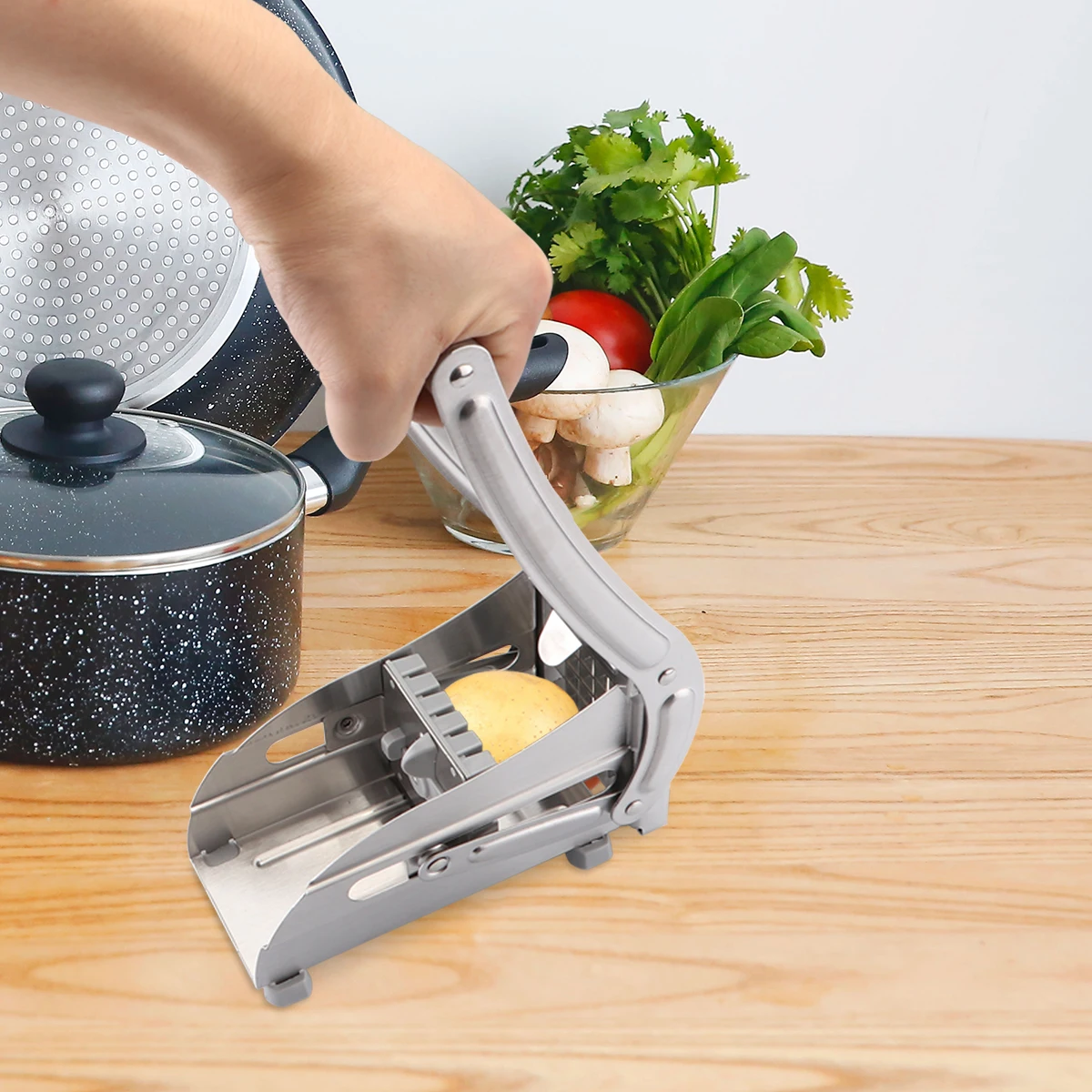 French Fry Cutter Potato Chips Strip Cutting Machine Stainless Steel Maker Slicer Gadgets 2 Blades Kitchen Accessories Chopper
French Fry Cutter Potato Chips Strip Cutting Machine Stainless Steel Maker Slicer Gadgets 2 Blades Kitchen Accessories Chopper