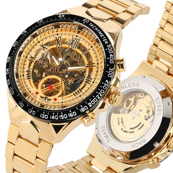 WINNER Brand Watches Men Mechanical Skeleton Wrist Watches Fashion Casual Automatic Self-winding Clock Male Gold Stainless Steel
WINNER Brand Watches Men Mechanical Skeleton Wrist Watches Fashion Casual Automatic Self-winding Clock Male Gold Stainless Steel