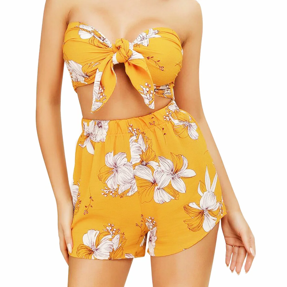 Joineles Floral Print Women Sets Summer Crop Tops With Short Women Suit Holiday Casual Wear Female Sexy Beachwear Women'S Sets
Joineles Floral Print Women Sets Summer Crop Tops With Short Women Suit Holiday Casual Wear Female Sexy Beachwear Women'S Sets