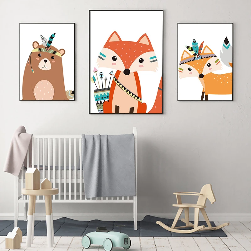 Nordic Cartoon Indian Tribe Canvas Painting Animals Bear Fox Deer Poster Home Nursery Kids Wall Art Decoration Picture
Nordic Cartoon Indian Tribe Canvas Painting Animals Bear Fox Deer Poster Home Nursery Kids Wall Art Decoration Picture