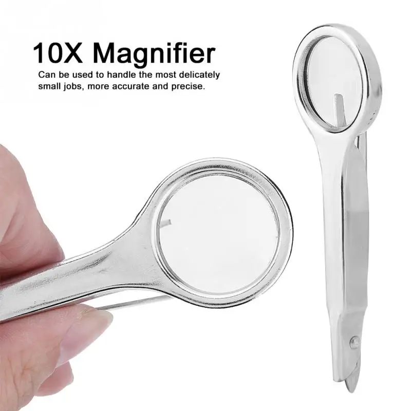 Portable Stainless Steel Multi-functional Tweezer with 10X Magnifier Magnifying Glass for Nail Art Tool
Portable Stainless Steel Multi-functional Tweezer with 10X Magnifier Magnifying Glass for Nail Art Tool