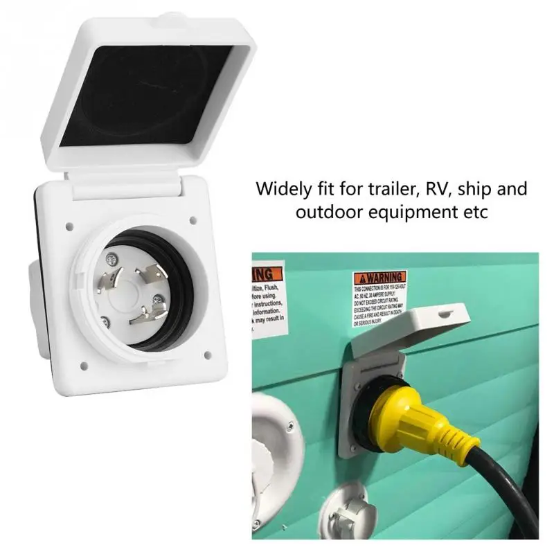 RV Marine Power Cord Twist Electrical Lock White Inlet with Waterproof Cover 125V 30A New Adapters Sockets Car Accessories New
RV Marine Power Cord Twist Electrical Lock White Inlet with Waterproof Cover 125V 30A New Adapters Sockets Car Accessories New