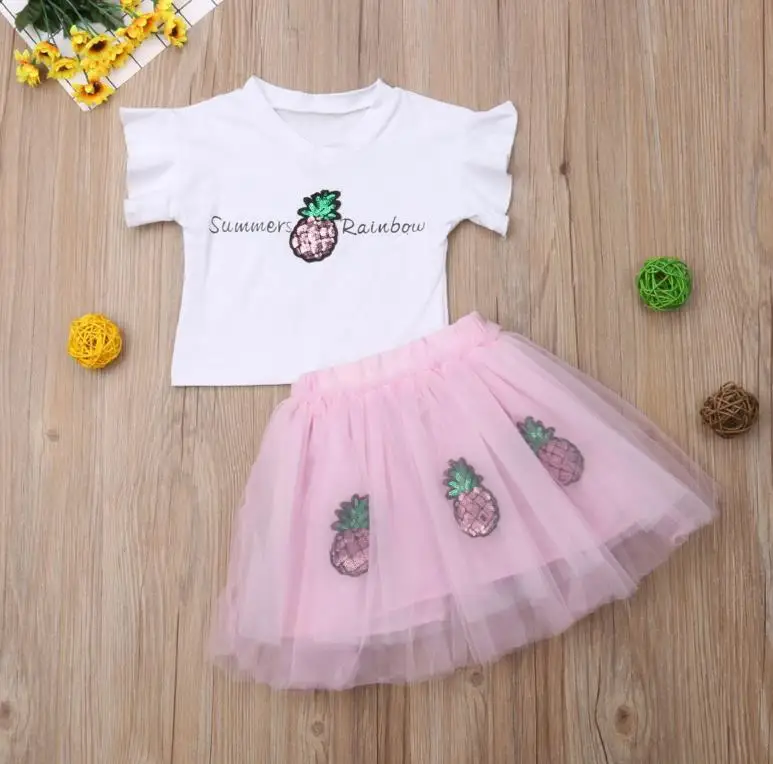 Toddler Kids Baby Girls Clothes Sets 3D Pineapple Tops T-shirt Short Sleeve Tulle Skirt 2pcs Cotton Outfits Clothing 1-5T
Toddler Kids Baby Girls Clothes Sets 3D Pineapple Tops T-shirt Short Sleeve Tulle Skirt 2pcs Cotton Outfits Clothing 1-5T