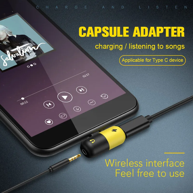 2 In 1 TypeC phone Charging Cable adapter Capsule Pill Type C to 3.5mm Earphone Audio Jack Headphone Connector for Xiaomi redmi
2 In 1 TypeC phone Charging Cable adapter Capsule Pill Type C to 3.5mm Earphone Audio Jack Headphone Connector for Xiaomi redmi