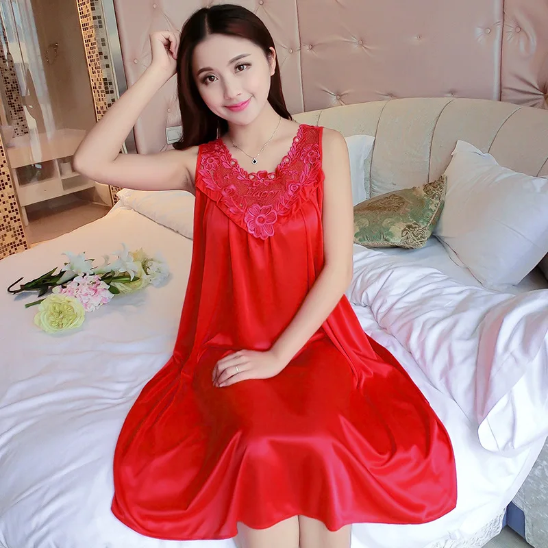 Fashion Ice Silk Nightdress Women Summer Loose Large Size Sleeveless Sexy Lace Fat Mm Home Service Thin Nightdress
Fashion Ice Silk Nightdress Women Summer Loose Large Size Sleeveless Sexy Lace Fat Mm Home Service Thin Nightdress