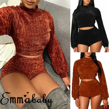 Retro Hot Women Crop Top Shorts Set Two Piece Outfits Casual Long Sleeve Turtlrneck Jumpsuit Autumn Winter Wear Bodycon Top new
Retro Hot Women Crop Top Shorts Set Two Piece Outfits Casual Long Sleeve Turtlrneck Jumpsuit Autumn Winter Wear Bodycon Top new
