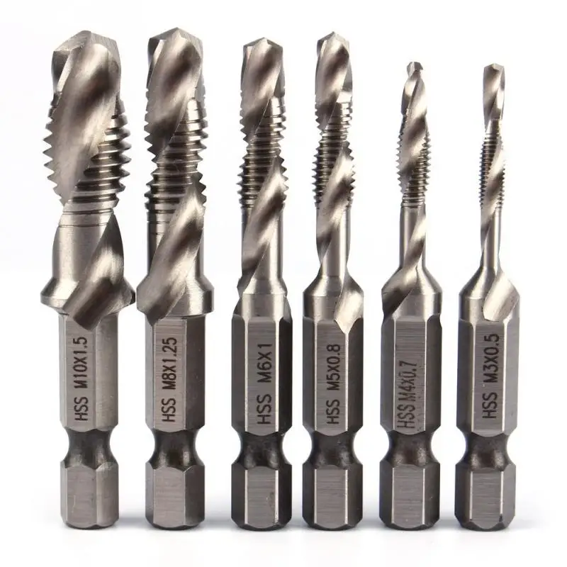 HSS 1/4" Screw Tap Drill Bits Hss Taps Countersink Deburr Set Metric Combination Bit High Speed Steel Hex M3 M4 M5 M6 M8 M10
HSS 1/4" Screw Tap Drill Bits Hss Taps Countersink Deburr Set Metric Combination Bit High Speed Steel Hex M3 M4 M5 M6 M8 M10
