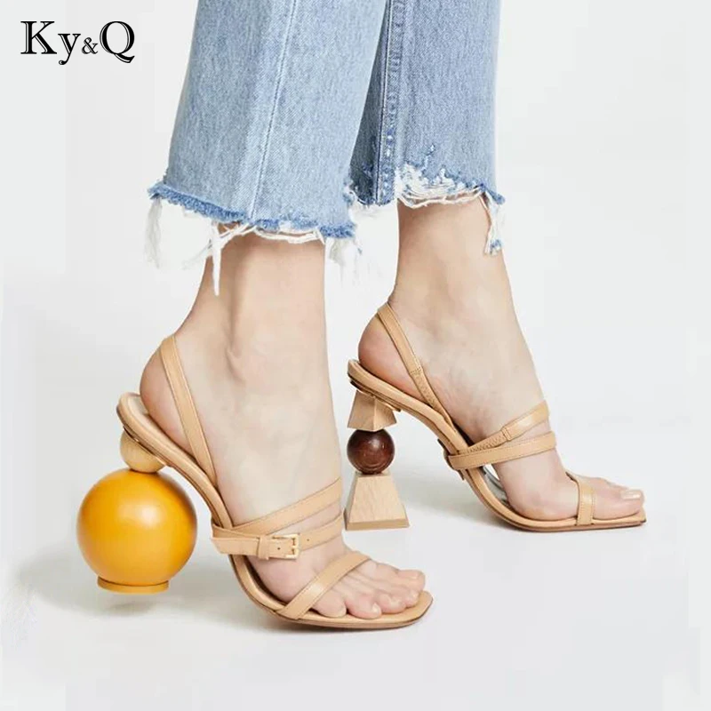 2019 Summer New Fashion Trend Open Toe Asymmetric Building Blocks Personality Ball Comfortable High Heel Casual Wild Sandals10cm 
2019 Summer New Fashion Trend Open Toe Asymmetric Building Blocks Personality Ball Comfortable High Heel Casual Wild Sandals10cm