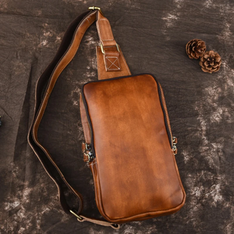 High Quality Male Genuine Tanned Leather Sling Backpack Rucksack Vintage Natural Skin Shoulder Bag Men Crossbody Chest Bags
High Quality Male Genuine Tanned Leather Sling Backpack Rucksack Vintage Natural Skin Shoulder Bag Men Crossbody Chest Bags