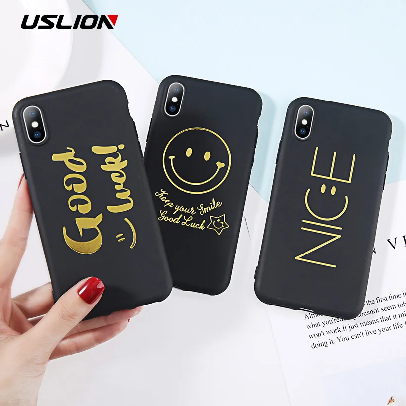 Чехол USLION с мультяшными перьями для iPhone 7 Plus XS Max XR X чехол-накладка надписью Smile 6 6s 8