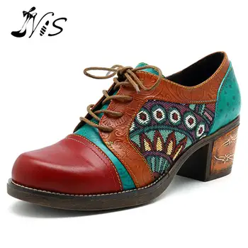 NIS Bohemian Vintage Style Women Pumps Shoes Woman Printed Splicing Genuine Leather Pumps Lace-up Oxford Shoes Spring Autumn New
NIS Bohemian Vintage Style Women Pumps Shoes Woman Printed Splicing Genuine Leather Pumps Lace-up Oxford Shoes Spring Autumn New