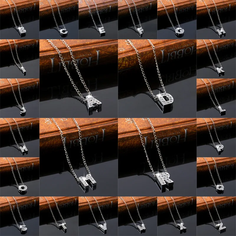A-Z letter necklace choker custom name love crystal lovers necklace Creative chain collar Silver pendant Femme Women
A-Z letter necklace choker custom name love crystal lovers necklace Creative chain collar Silver pendant Femme Women