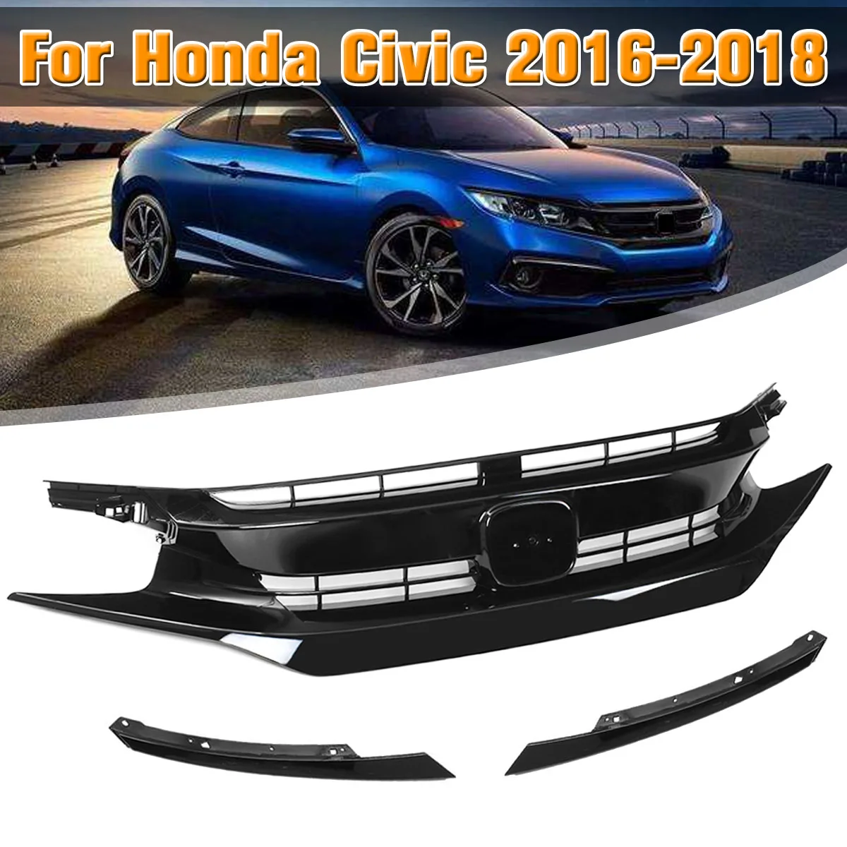 3Pcs Black Front Hood Grill Grille Eyelid for 2016-2018 for Honda for Civic Coupe Sedan
3Pcs Black Front Hood Grill Grille Eyelid for 2016-2018 for Honda for Civic Coupe Sedan