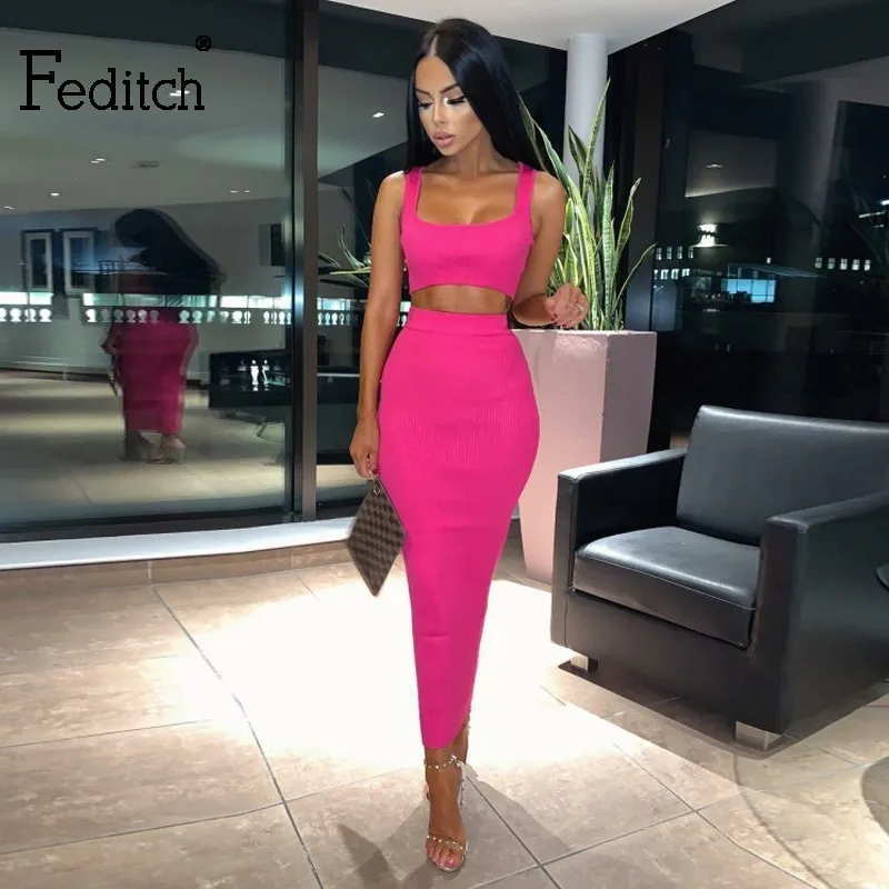 Feditch 2019 Solid Knit Strapless Two-piece Set Sleeveless Midi Dress Set Fashion Crop Top Night Club Party Women Suit Summer
Feditch 2019 Solid Knit Strapless Two-piece Set Sleeveless Midi Dress Set Fashion Crop Top Night Club Party Women Suit Summer