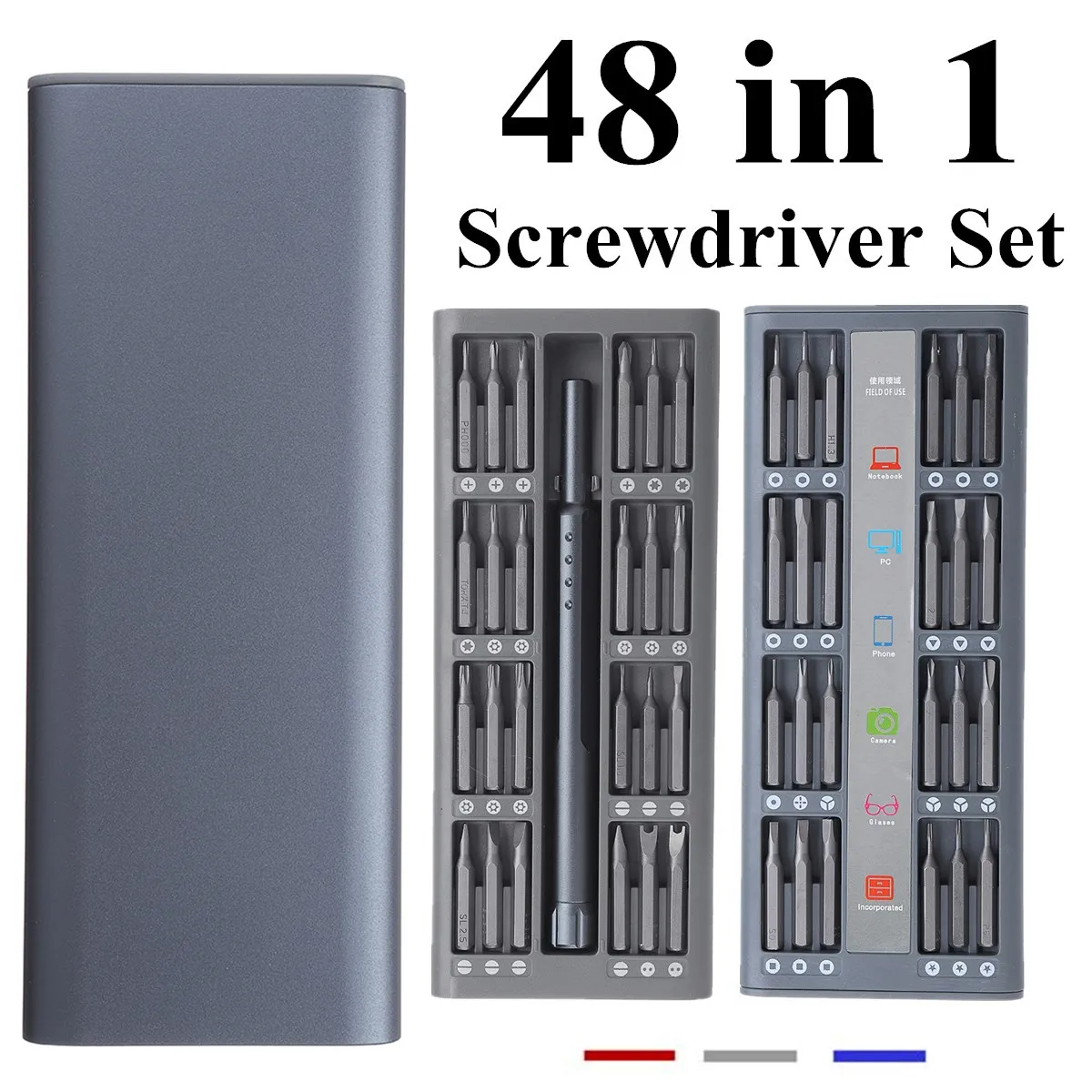 Screwdriver Repair Kit 48 in 1 Multi-Tool Magnetic Screwdriver Set Precision Tool Kit Repair Laptop Phone Watch with Alloy Case
Screwdriver Repair Kit 48 in 1 Multi-Tool Magnetic Screwdriver Set Precision Tool Kit Repair Laptop Phone Watch with Alloy Case